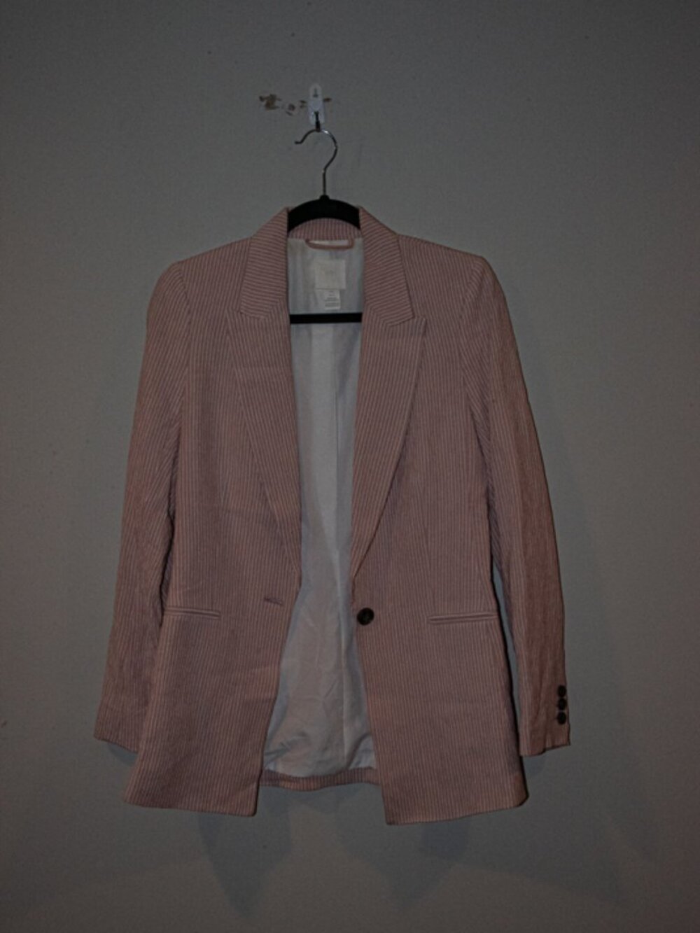 H&M Pink Searsucker 1 Button Blazer Size 0